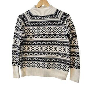 CLEARANCE Chaps Petites Cotton Blend Pullover Mock Neck Patterned Sweater